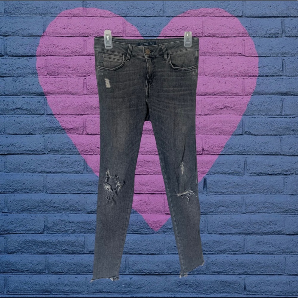 Zara gray distressed skinny jeans